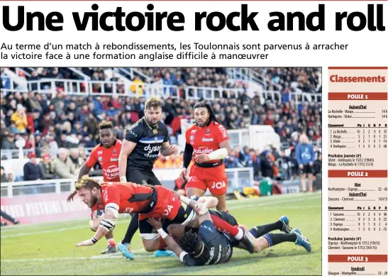  ?? (Photos Dominique Leriche) ?? Dans le sillage d’un très bon Duane Vermeulen (ci-dessus), les Toulonnais se sont sortis du piège de Bath.