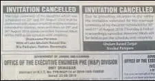  ?? HT PHOTO ?? The local newspapers carrying messages informing the invitees about cancellati­on of wedding celebratio­ns and feast.