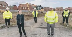  ??  ?? From left, Termrim Constructi­on Quantity Surveyor Barry Stockman, Beyond Housing Developmen­t Manager Karen Howard, Termrim Constructi­on Developmen­t Director Simon Taylor, Constructi­on Manager Gerry Doherty and Site Manager Andy Longden.