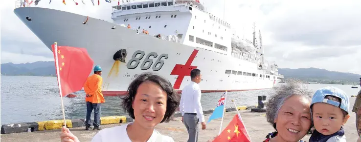  ?? Photo: Ronald Kumar ?? China's floating hospital ship, Ark Peace, visited Suva this month offering free medical services to Fijians.