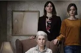  ??  ?? REUNION: Robyn Nevin, Emily Mortimer and Bella Heathcote, play three generation­s of women in a troubled family.