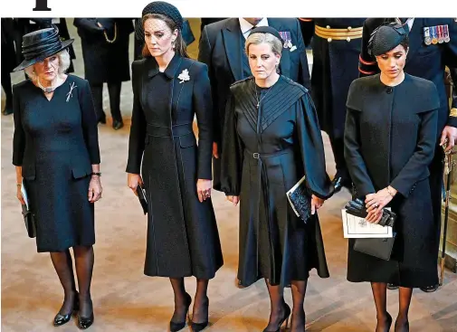  ?? ?? United in grief: The Queen Consort, the Princess of Wales, the Countess of Wessex and the Duchess of Sussex