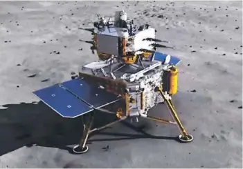  ??  ?? ► Recreación artística de la sonda china en la superficie de la Luna.