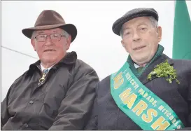  ?? (Pic: John Ahern) ?? Grand marshal of the Mitchelsto­wn St. Patrick’s Day parade, Michael Horgan, pictured with carriage driver, John McMahon.