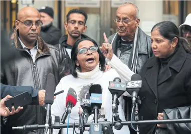  ?? STEVE RUSSELL TORONTO STAR ?? Rosalind Junor, the victim’s mother, speaks to media after Rohinie Bisesar was found not criminally responsibl­e for the murder of Rosemarie Junor in a Shopper's Drug Mart. “Don’t let her out,” Rosalind Junor said of Bisesar.