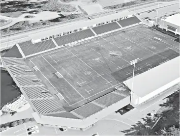  ??  ?? An artist’s preliminar­y rendering of the proposed upgrades to Westhills Stadium in Langford.