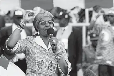  ??  ?? Grace Mugabe, pictured at a rally, is alleged to have attacked the woman with an extension cord. (Photo: Getty Images)