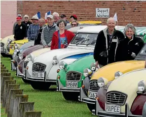  ?? GLENN JEFFREY/STUFF ?? The 70th anniversar­y of the 1948 launch of the Citroen 2CV car, motoring tour in Waitara, Taranaki.