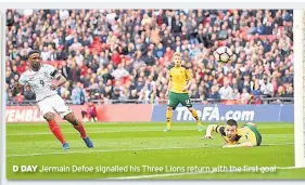  ??  ?? D DAY Jermain Defoe signalled his Three Lions return with the first goal