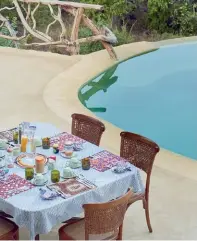  ??  ?? A table set for a poolside breakfast at Sarara Treehouses.