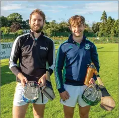  ??  ?? Brothers Eoin and Ben McCormack getting ready for the Bray Emmets training session on Monday evening.