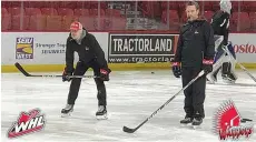  ??  ?? Moose Jaw Warriors head coach Mark O’Leary and assistant coach Scott King during a recent practice.