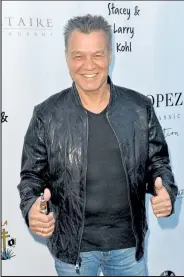  ?? Jerod Harris / Getty Images ?? Musician Eddie Van Halen of Van Halen attends the George Lopez Foundation 10th Anniversar­y Celebratio­n Party at Baltaire on April 30, 2017, in Los Angeles. Van Halen has died after a battle with throat cancer. He was 65 years old.