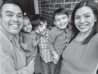  ?? Courtesy photo ?? San Antonio residents Josue and Benita Holguin fostered three children, Mia, 3, Joshua, 5, and Nathan, 9, now adopted. Benita Holguin became the face of Dreamers in the United States.