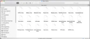 ??  ?? Rechts in der Menüleiste von macos werden alle installier­ten Menü-extras angezeigt. Die in macos enthaltene­n Extras im Systemordn­er auf einen Blick.