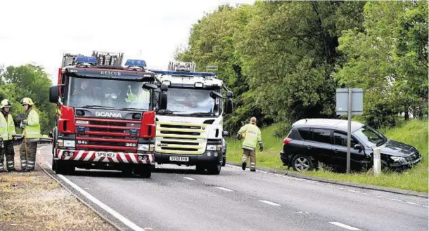  ??  ?? SCENE: Nothing could be done to save a 60-year-old man after he crashed off the A90 Dundee to Aberdeen road yesterday afternoon