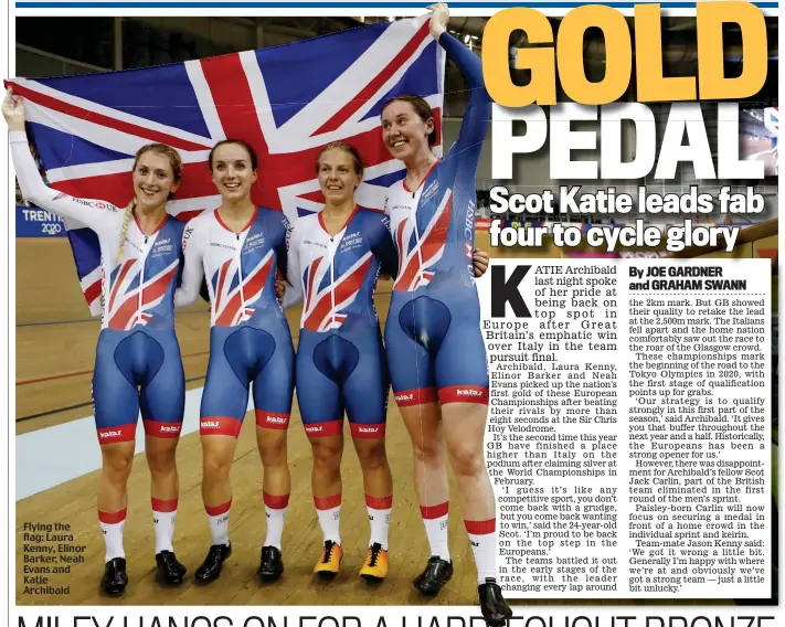  ??  ?? Flying the flag: Laura Kenny, Elinor Barker, Neah Evans and Katie Archibald