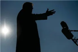  ?? Photograph: Brendan Smialowski/AFP/Getty Images ?? Donald Trump speaks to the media outside the White House on 12 January 2021.