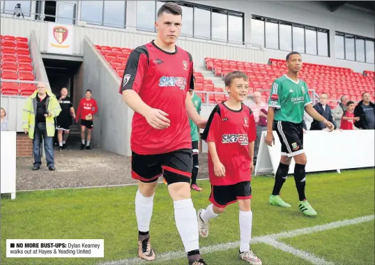  ??  ?? n Dylan Kearney walks out at Hayes & Yeading United