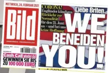  ??  ?? Brits, we envy you: A German newspaper headline says it all