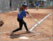  ?? RICK CAWLEY — FOR DIGITAL FIRST MEDIA ?? North Penn’s Jamie Beer makes solid contact Tuesday during the Carpenter Cup.