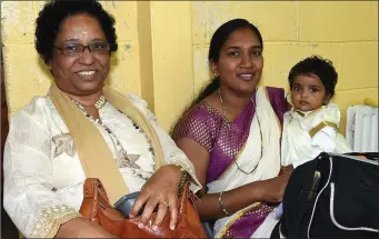  ??  ?? Thara Vincent, Sumitha and Julia Vinod at the Indian festival in Tullyallen parish hall.