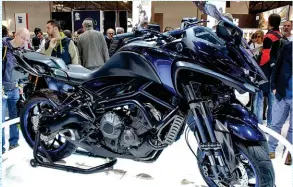  ??  ?? BELOW: Yamaha Niken prototype drew plenty of attention on its début at the 2015 Milan EICMA