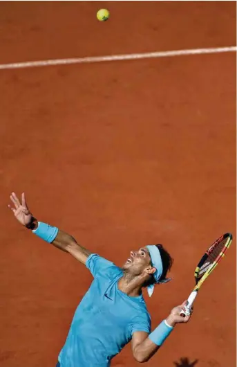  ?? (AURÉLIEN MEUNIER/GETTY IMAGES) ?? Si Rafael Nadal a pu se montrer parfois fébrile durant le tournoi, sa solidité et sa soif de victoire l’ont toujours sorti d’affaire.