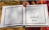  ?? — PTI ?? A view of the Sabarmati Ashram’s visitor’s book signed by US President Donald Trump and First Lady Melania Trump in Ahmedabad on Monday.