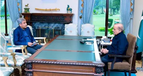  ?? ?? ISLAMABAD: Federal Minister for Interior, Narcotics Control and Chairperso­n Pakistan Cricket Board Syed Mohsin Raza Naqvi calls on Prime Minister Muhammad Shehbaz Sharif.