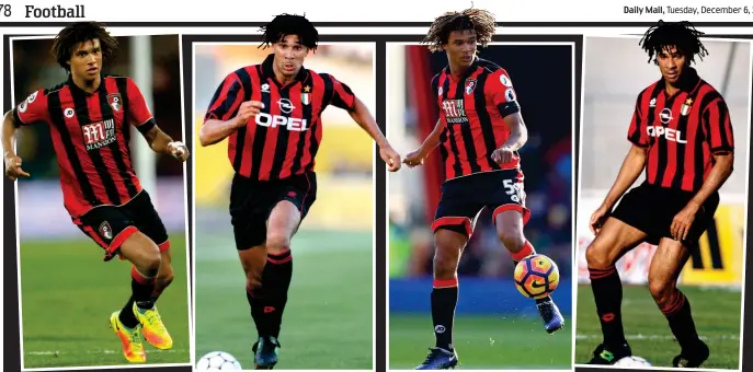  ??  ?? Stars in stripes: Nathan Ake’s style and composure on the ball have drawn comparison­s with Ruud Gullit during his time at AC Milan