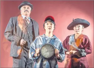  ?? DAVID ALLEN — SAN FRANCISCO MIME TROUPE ?? From left, Michael Gene Sullivan, Lisa Hori-Garcia and Keiko Shimosato Carreiro star in San Francisco Mime Troupe’s “Seing Red: A Time-Traveling Musical.”