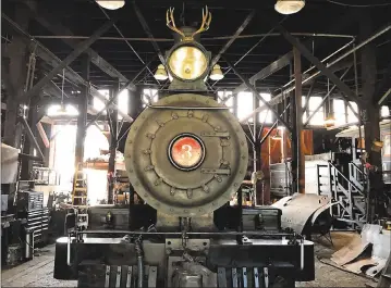  ?? JACKIE BURRELL — BAY AREA NEWS GROUP ?? The Sierra No. 3 locomotive still steams past the “Petticoat Junction” water tower at Railtown 1897 State Historic Park in Jamestown. Scores of movies and TV series have been filmed at the park.