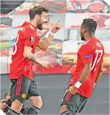  ?? / FOTO: AFP ?? El portugues Bruno Fernandes cooperó con un doblete en la histórica goleada sobre la Loba.