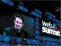  ?? PHOTO AFP ?? Le lanceur d’alerte américain Edward Snowden a tenu une vidéoconfé­rence hier au Web Summit, à Lisbonne.