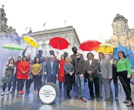  ?? Carl Hunter, in stripy jacket, at the launch of the Sgt Pepper at 50 festival GARETH JONES ??