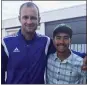  ?? SARAH PRINCE VIA AP ?? American adventurer John Allen Chau, right, with Casey Prince, founder of Ubuntu Football Academy, in Cape Town, South Africa, in October.