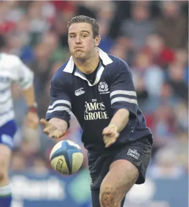  ?? ?? New Zealander Brendan Laney was called into the Scotland squad almost before he’d had time to sniff the Scottish air