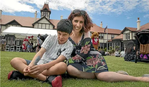  ?? ROSS GIBLIN ?? Harrison Jones-Madill, 11, with his mother Teressa celebrates HeartKids at Wellington’s Government House yesterday. Harrison was born with a congenital heart defect.