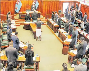 ?? Picture: FIJI PARLIAMENT MEDIA TEAM/FILE ?? Participan­ts of the Fiji Youth Parliament during their first official sitting in
the Parliament.