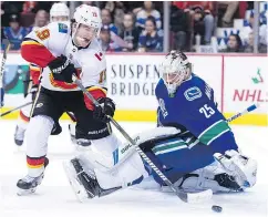  ?? — CP FILES ?? Flames winger Matthew Tkachuk will surely be at his agitating best against the Canucks when the teams square off to open the 2018-19 NHL season.