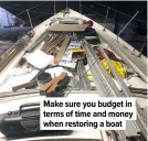  ??  ?? Make sure you budget in terms of time and money when restoring a boat