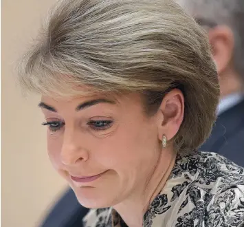  ?? Picture: KYM SMITH ?? UNDER PRESSURE: Minister for Employment Senator Michaelia Cash appearing at a Senate Education and Employment Legislatio­n Committee at Parliament House in Canberra.