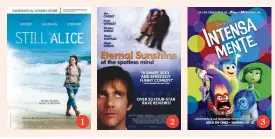  ??  ?? 1. Still Alice, de RICHARD GLATZER, WASH WEST
2. Eternal Sunshine, de MICHEL GONDRY
3. Intensamen­te, de PETE DOCTER, RONNIE DEL CARMEN