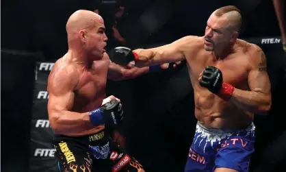  ??  ?? Chuck Liddell (right) and Tito Ortiz fought in California last month but the bout was widely criticised. Photograph: Joe Scarnici/Getty Images