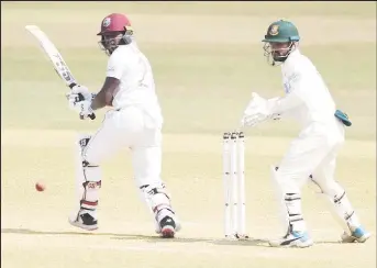  ??  ?? Jermaine Blackwood on the go during his innings of 68 yesterday. (Photo courtesy CWI website)