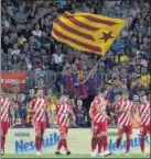  ??  ?? El Girona, en el Camp Nou.