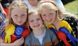  ??  ?? Prizes Galore... Emily, James and Gráinne Moran show off all rosettes.