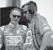  ?? Chris Graythen/Getty Images ?? Kevin Harvick, left, is trying to become the sixth driver in Cup history to win 10 times at one track.