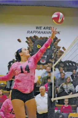  ?? BY DAVID HONG ?? RCHS senior Brianna Settle (pictured here) made second team All-District Volleyball squad along with junior Amber Smoot; teammates Julia Estes and Kayla Robey were named first team All-District.